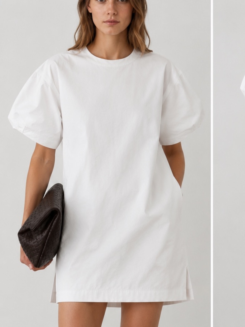 Massimo Dutti NWT minimalist white poplin mini dress small 6633/300